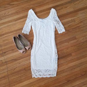 🌸 3/$15 White Lace Bodycon Dress XS